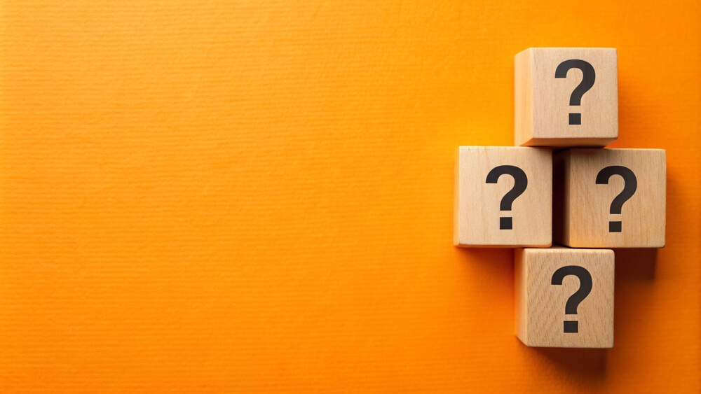 Orange background with question wood mark for your presentation background